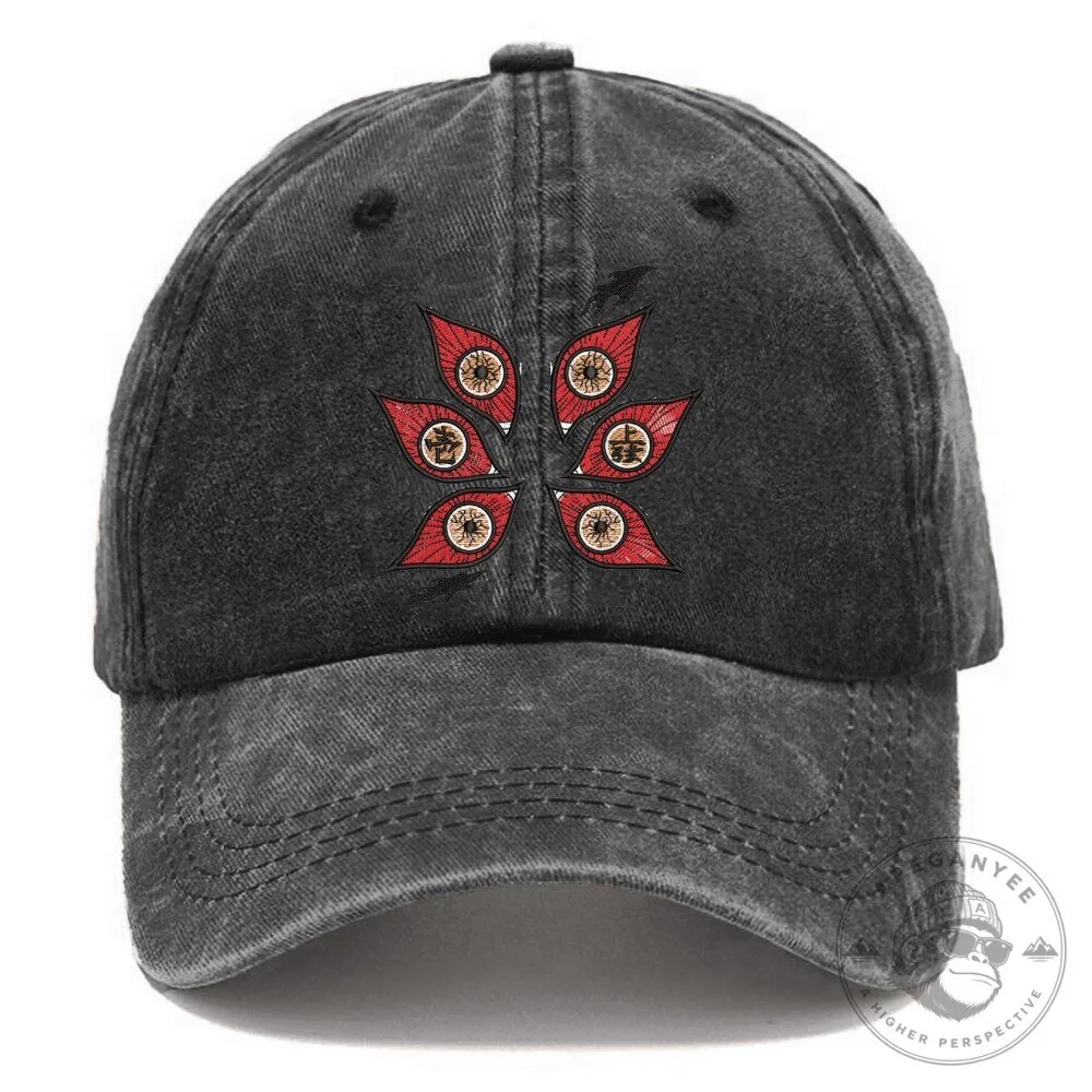 Demon Slayer Akaza Upper Rank Three Eyes Embroidered Black Baseball Cap Hat