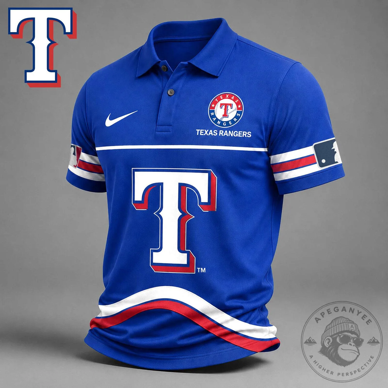 Texas Rangers Baseball Team Logo Polo Shirt for Men