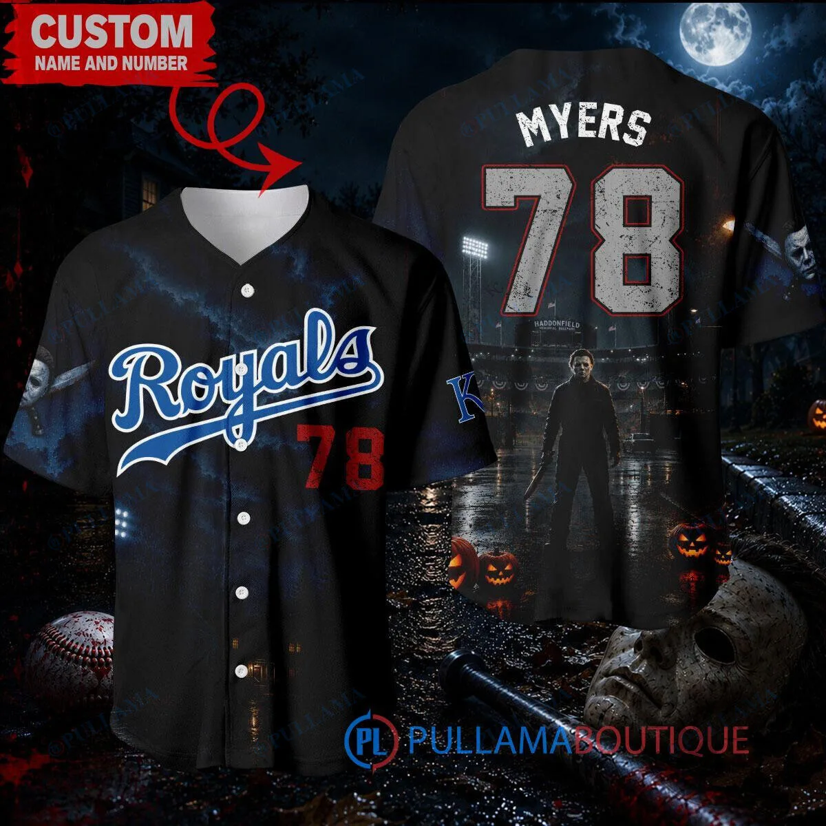 Kansas City Royals Baseball Michael Myers Halloween Night Game Custom Baseball Jersey