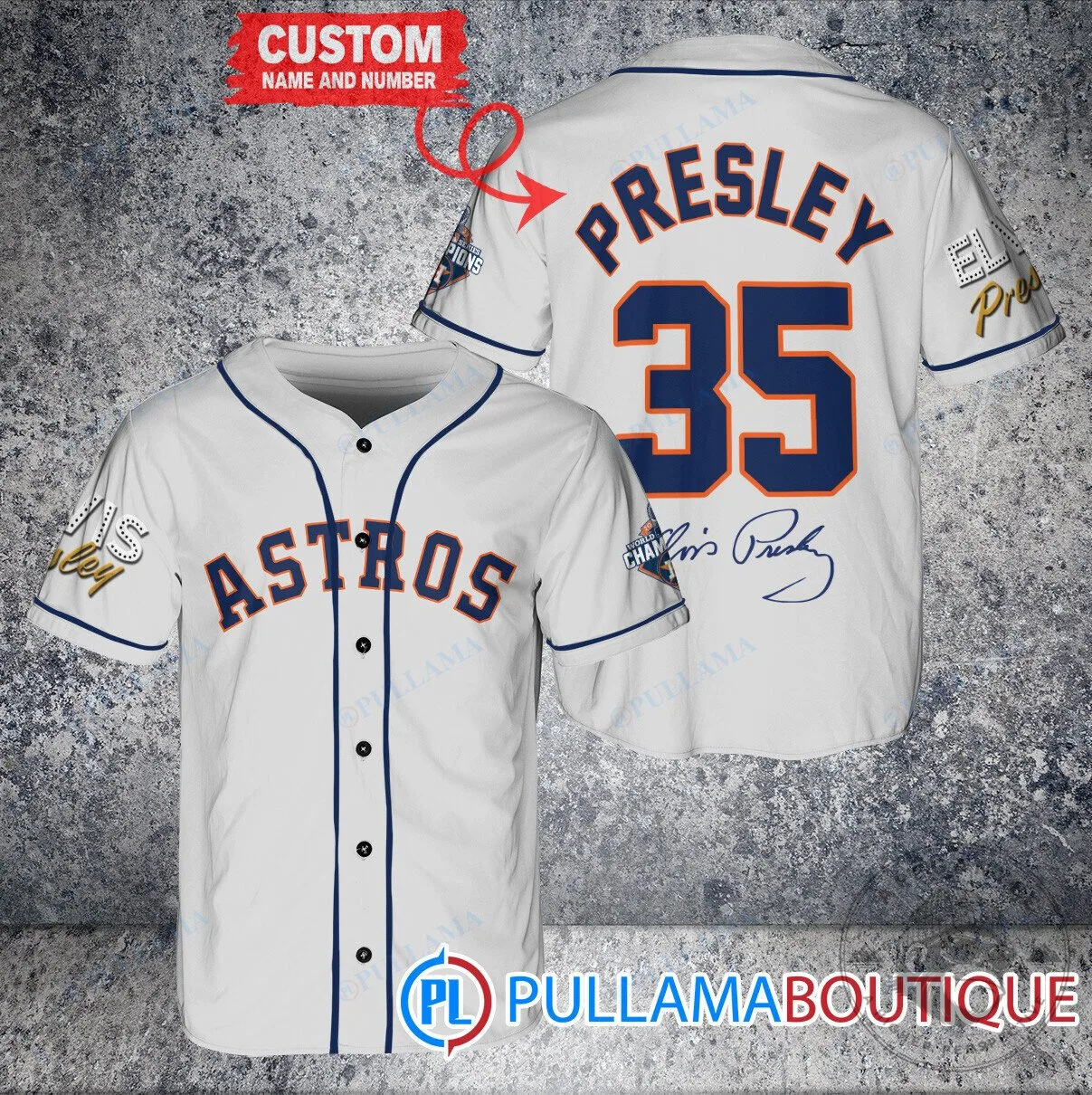 Personalized White Jersey featuring Elvis Presley for Houston Astros Baseball Fans