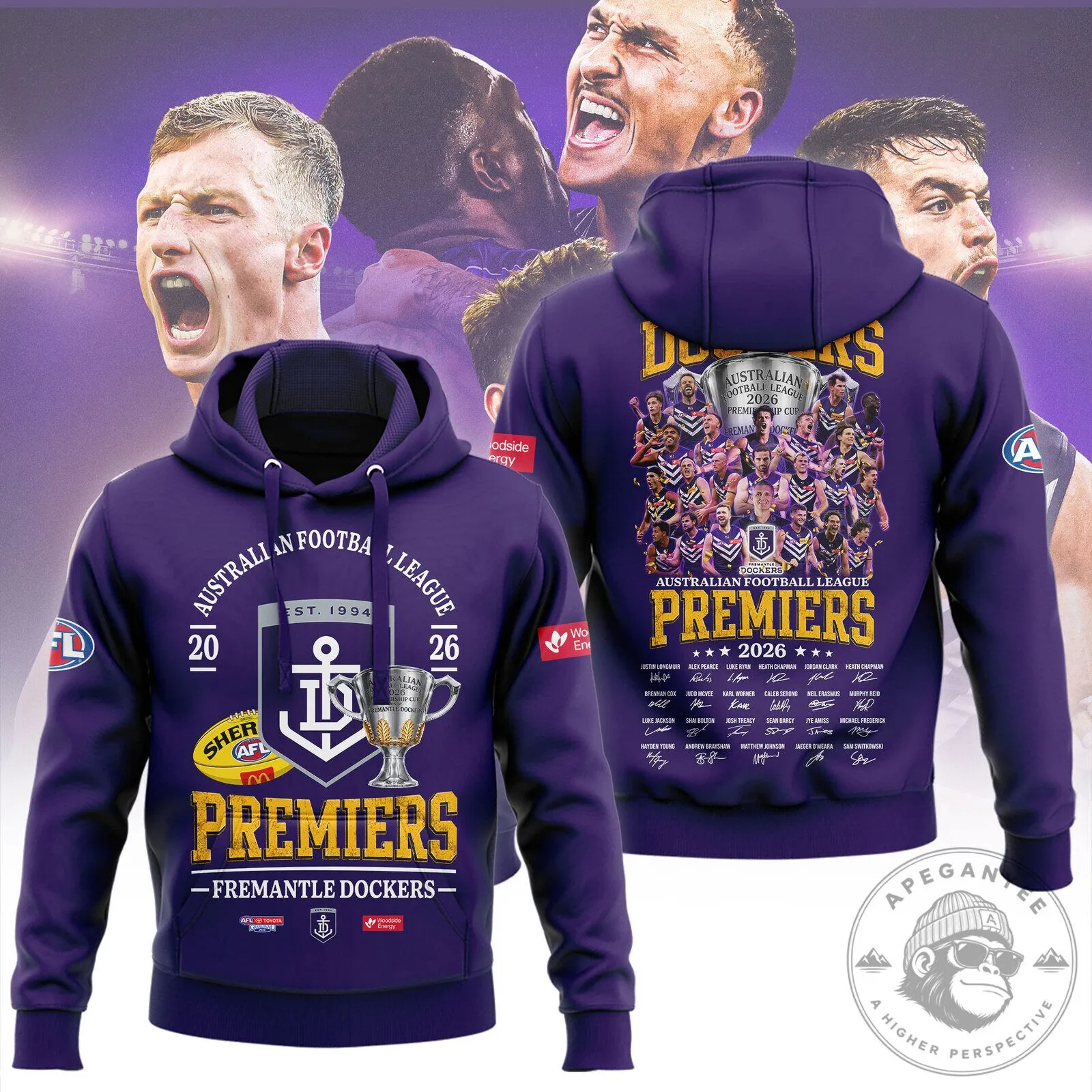 Fremantle Dockers Australian Football League Premiers 2026 Purple Hoodie 4 Fremantle Dockers Australian Football League Premiers 2026 Purple Hoodie