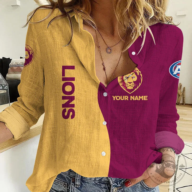 Brisbane Lions Australian Football League Personalized Long Sleeve Button Shirt