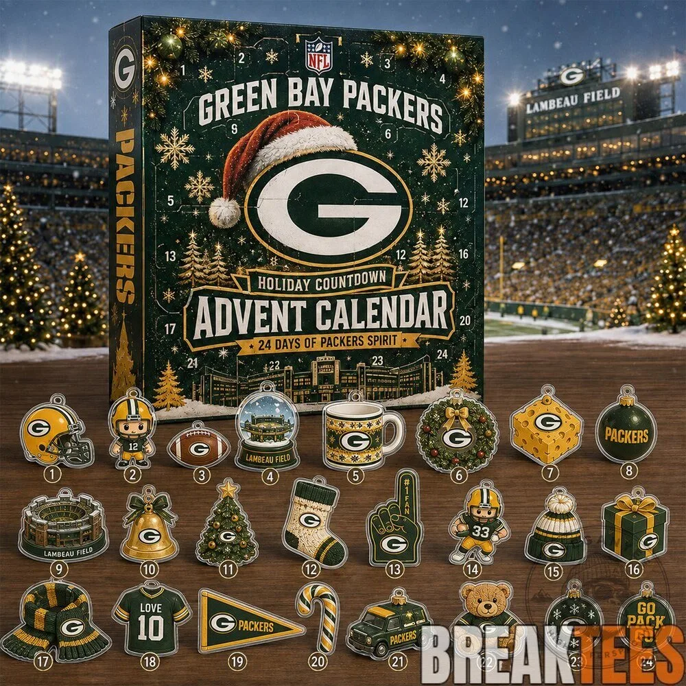 Green Bay Packers Holiday Countdown Advent Calendar with Christmas Ornaments