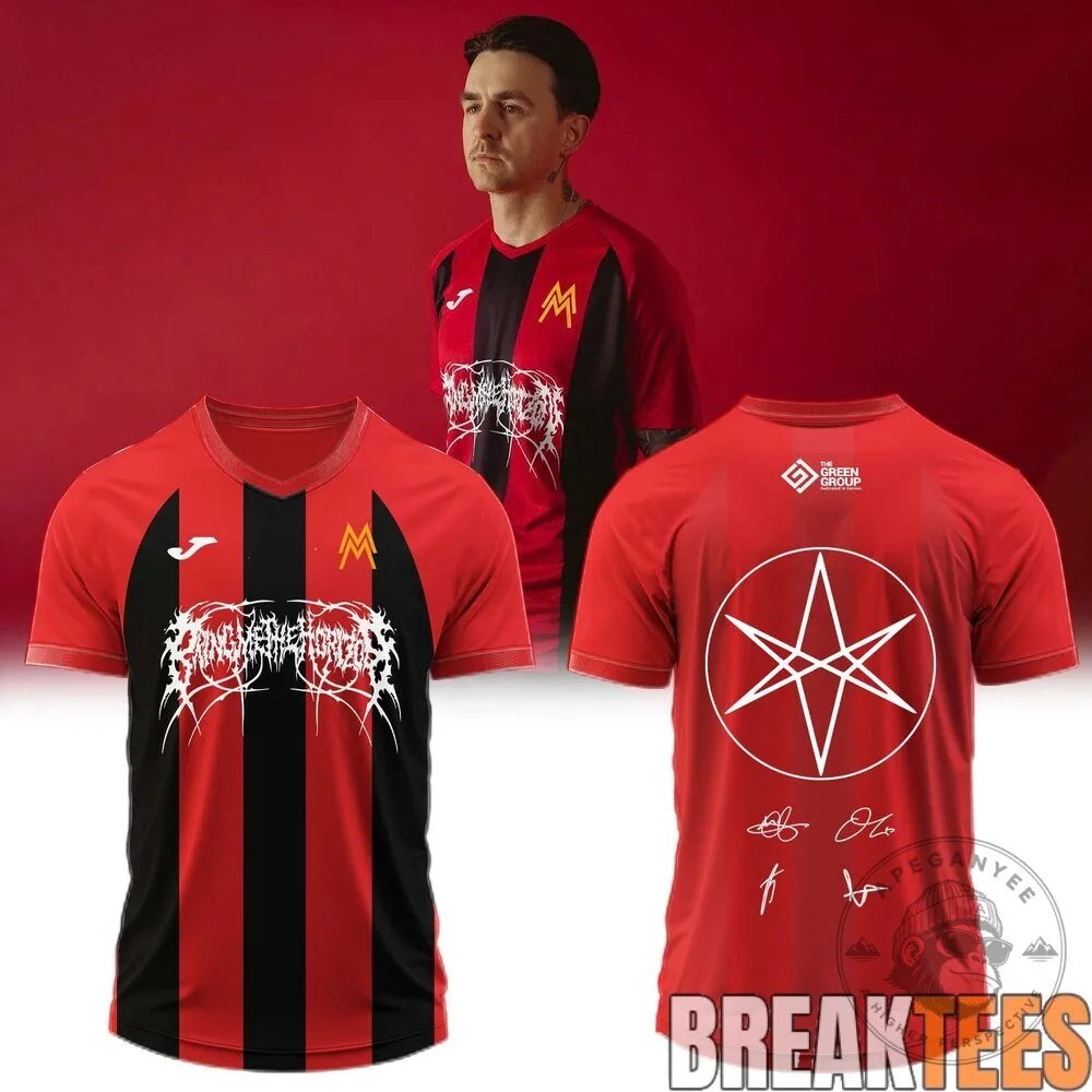 Bring Me The Horizon Red and Black Striped Football Jersey