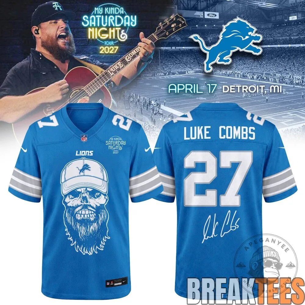 Luke Combs 2027 Tour Football Jersey for Detroit Lions - My Kinda Saturday Night