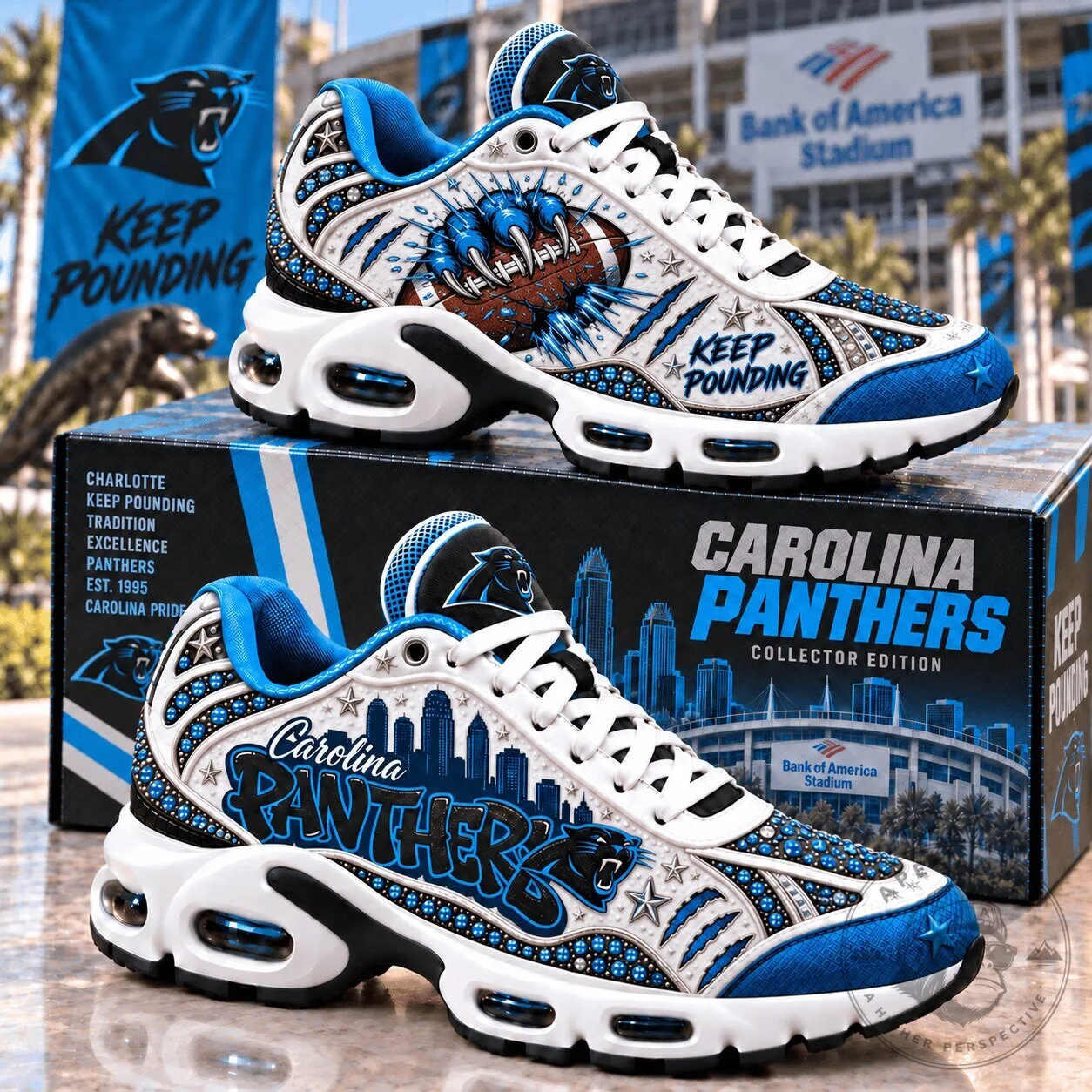 Carolina Panthers Team Logo Custom Air Max Style Running Shoes