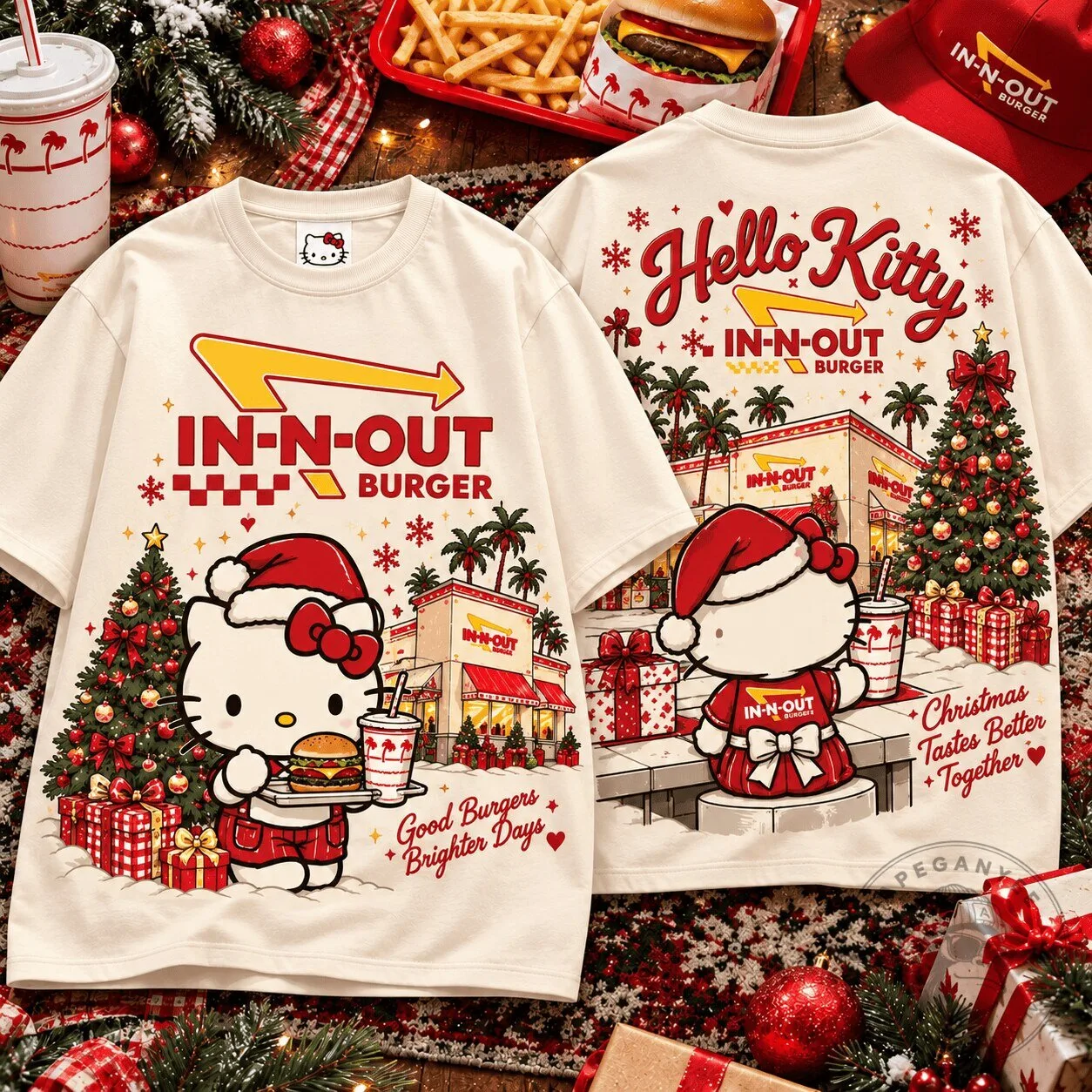 Hello Kitty In-N-Out Burger Christmas Holiday T-Shirt