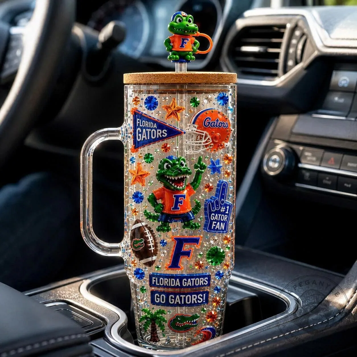 Florida Gators University Clear Glass Tumbler with Handle 8 Florida Gators University Clear Glass Tumbler with Handle