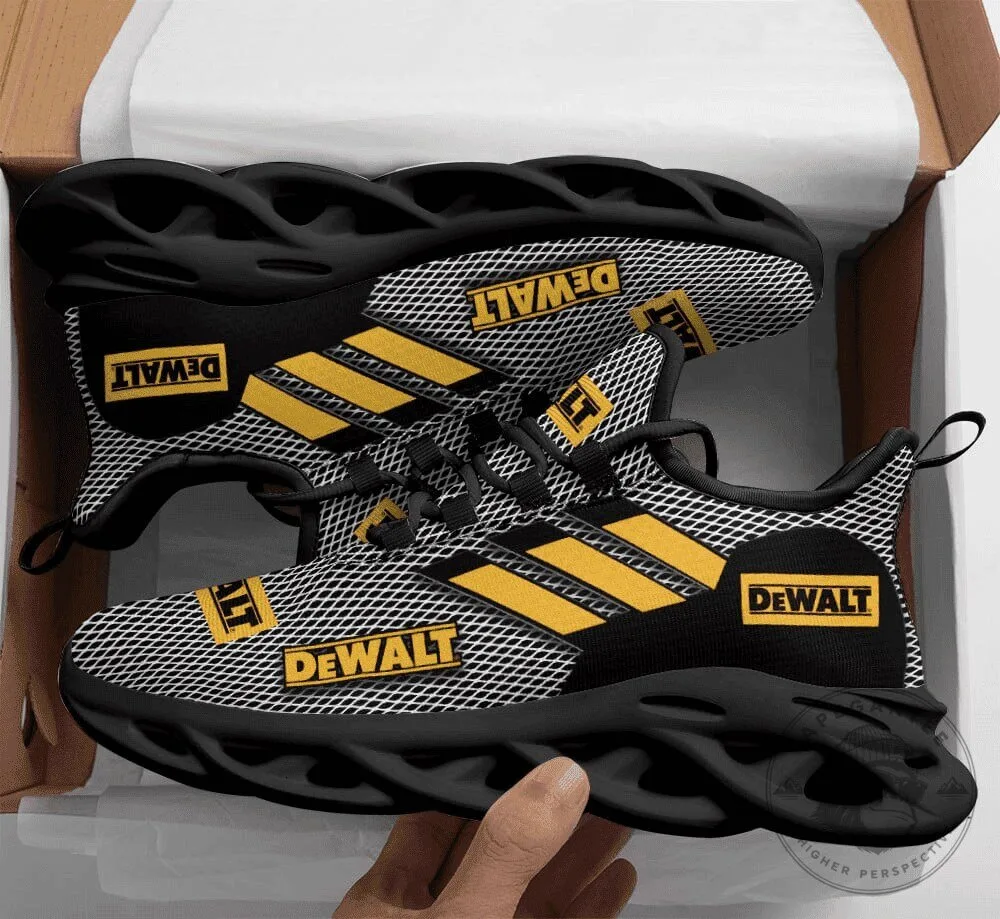Athletic Sneakers Featuring DeWalt's Logo in Black and Yellow Pattern