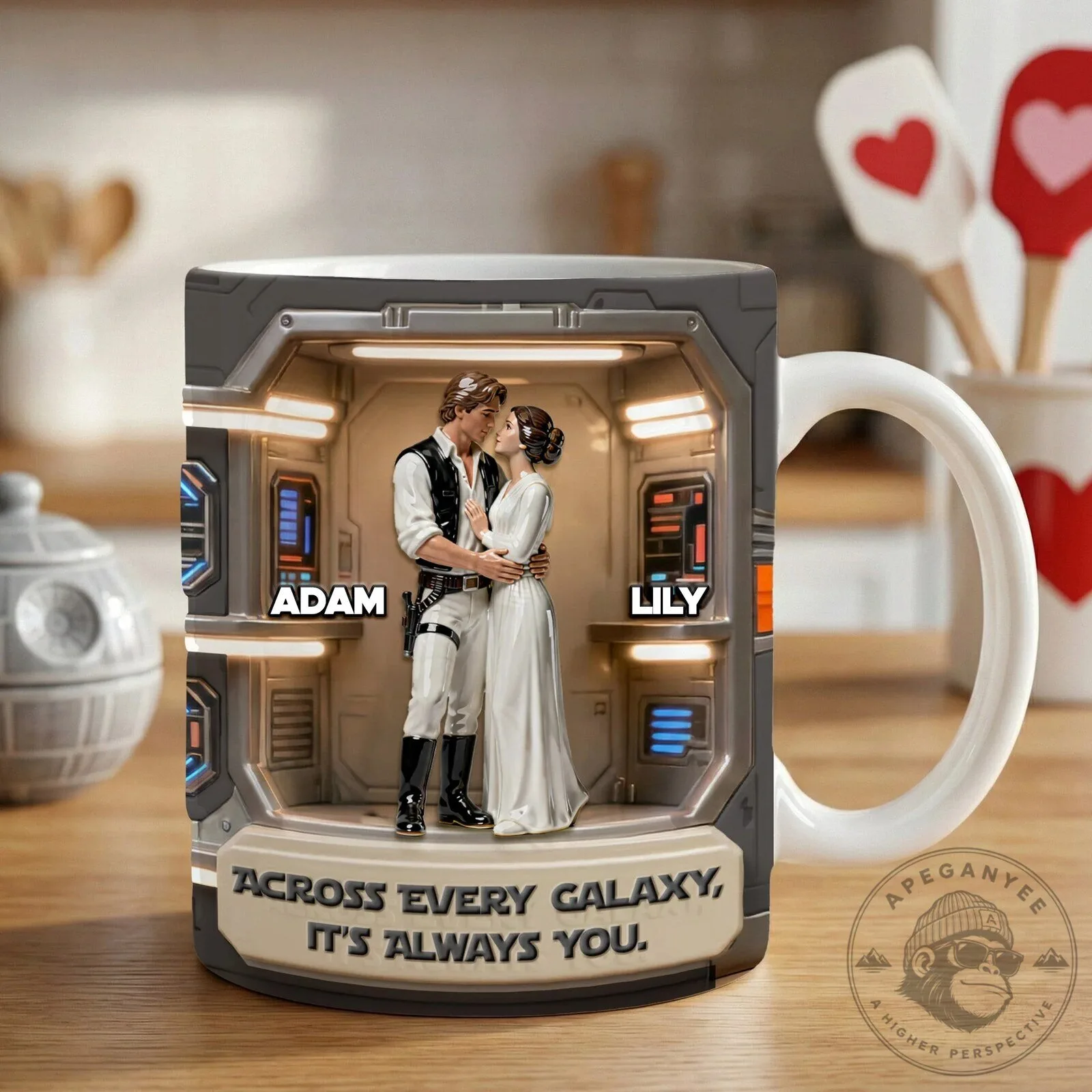 Star Wars Han Solo and Princess Leia Across Every Galaxy Personalized Coffee Mug
