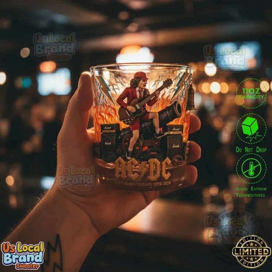AC/DC 53rd Anniversary 1973-2026 Rock and Roll Band Whiskey Glass