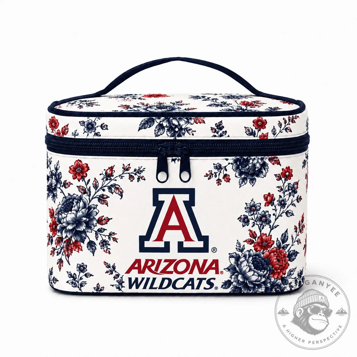 Arizona Wildcats Floral Pattern Cosmetic Bag
