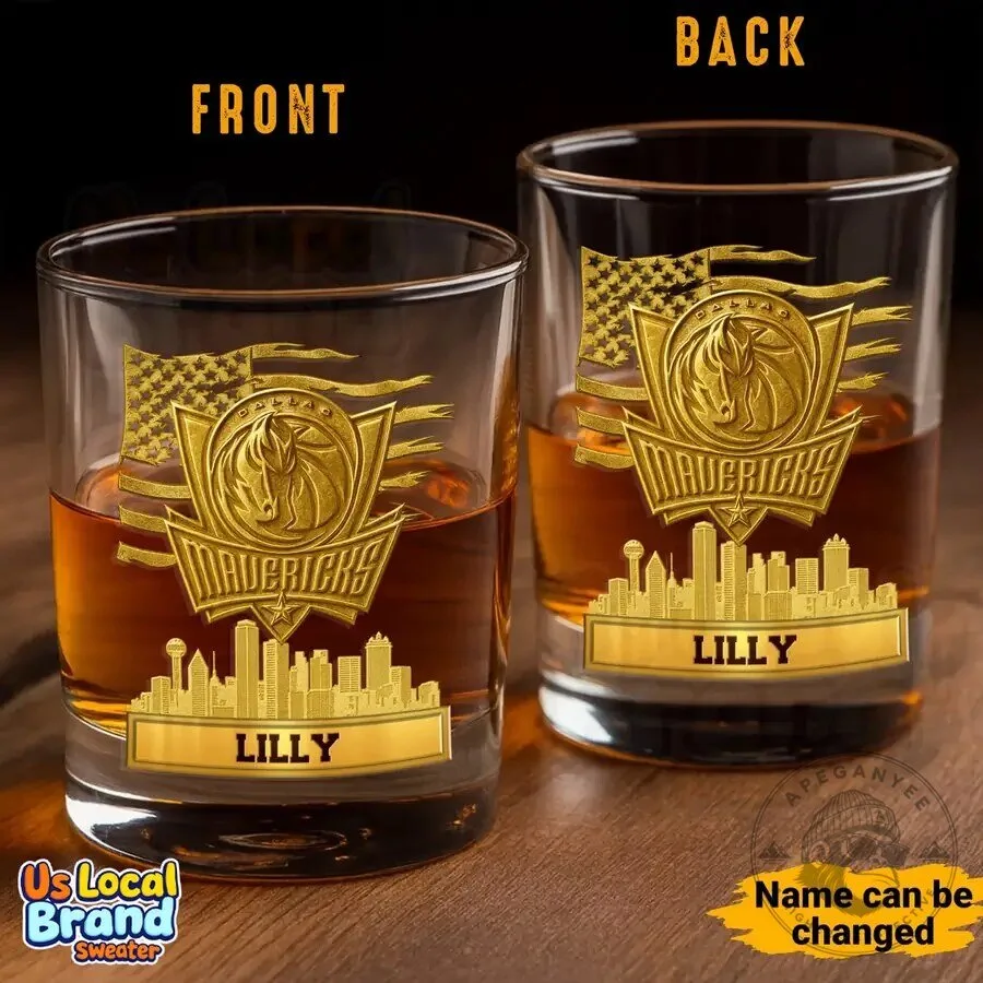 Dallas Mavericks NBA Personalized Whiskey Glass with Custom Name 9 Dallas Mavericks NBA Personalized Whiskey Glass with Custom Name