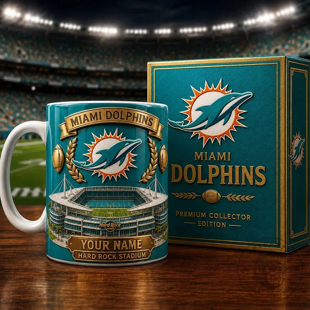 Miami Dolphins Hard Rock Stadium Personalized Football Fan Ceramic Mug