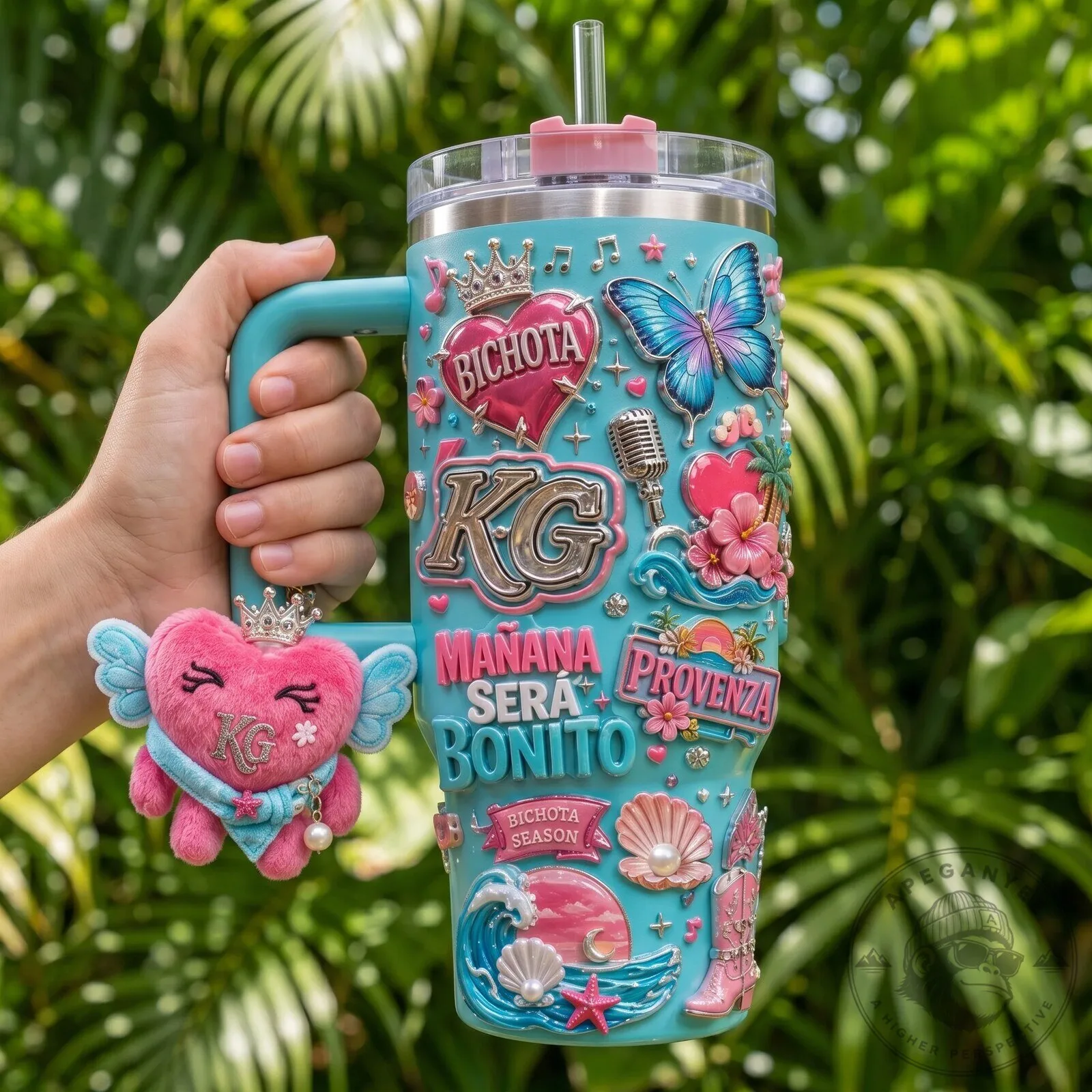 40oz Tumbler with Handle featuring Karol G's Mañana Será Bonito Album Art 8 40oz Tumbler with Handle featuring Karol G