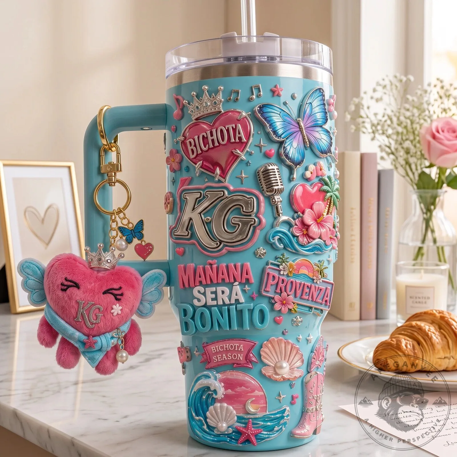 40oz Tumbler with Handle featuring Karol G's Mañana Será Bonito Album Art 9 40oz Tumbler with Handle featuring Karol G