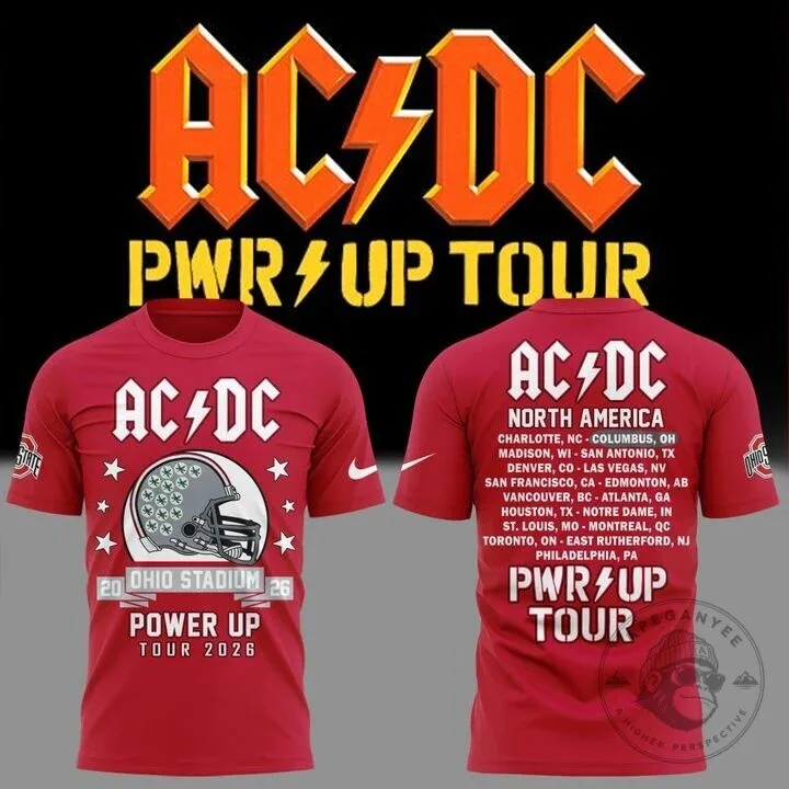 2026 Concert T-Shirt for Ohio State Football's AC/DC Power Up Tour