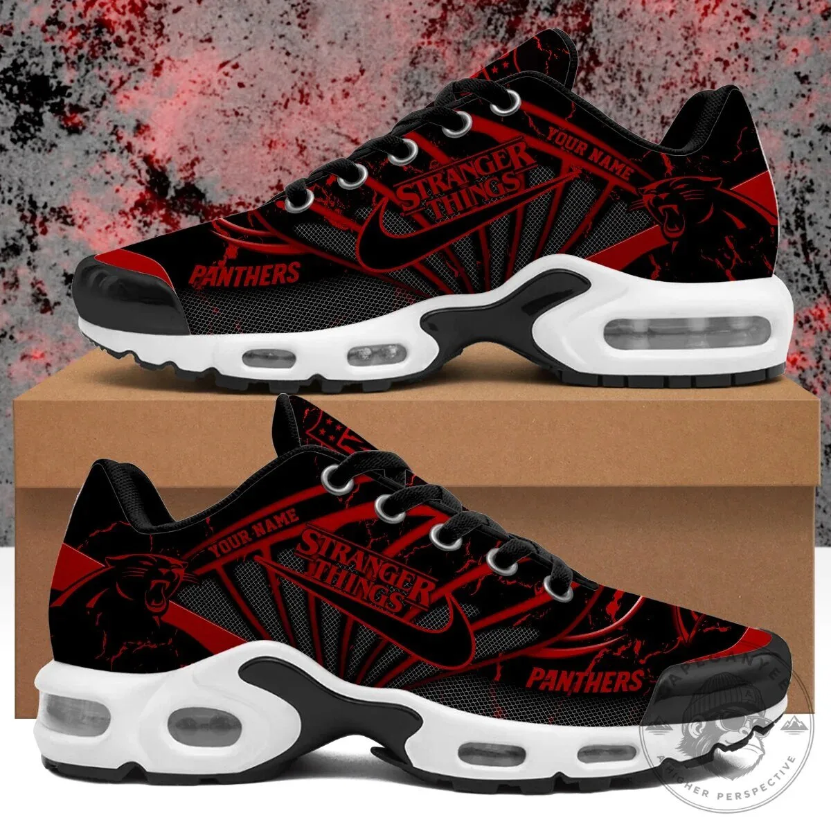 Stranger Things Carolina Panthers Personalized Air Max Running Shoes