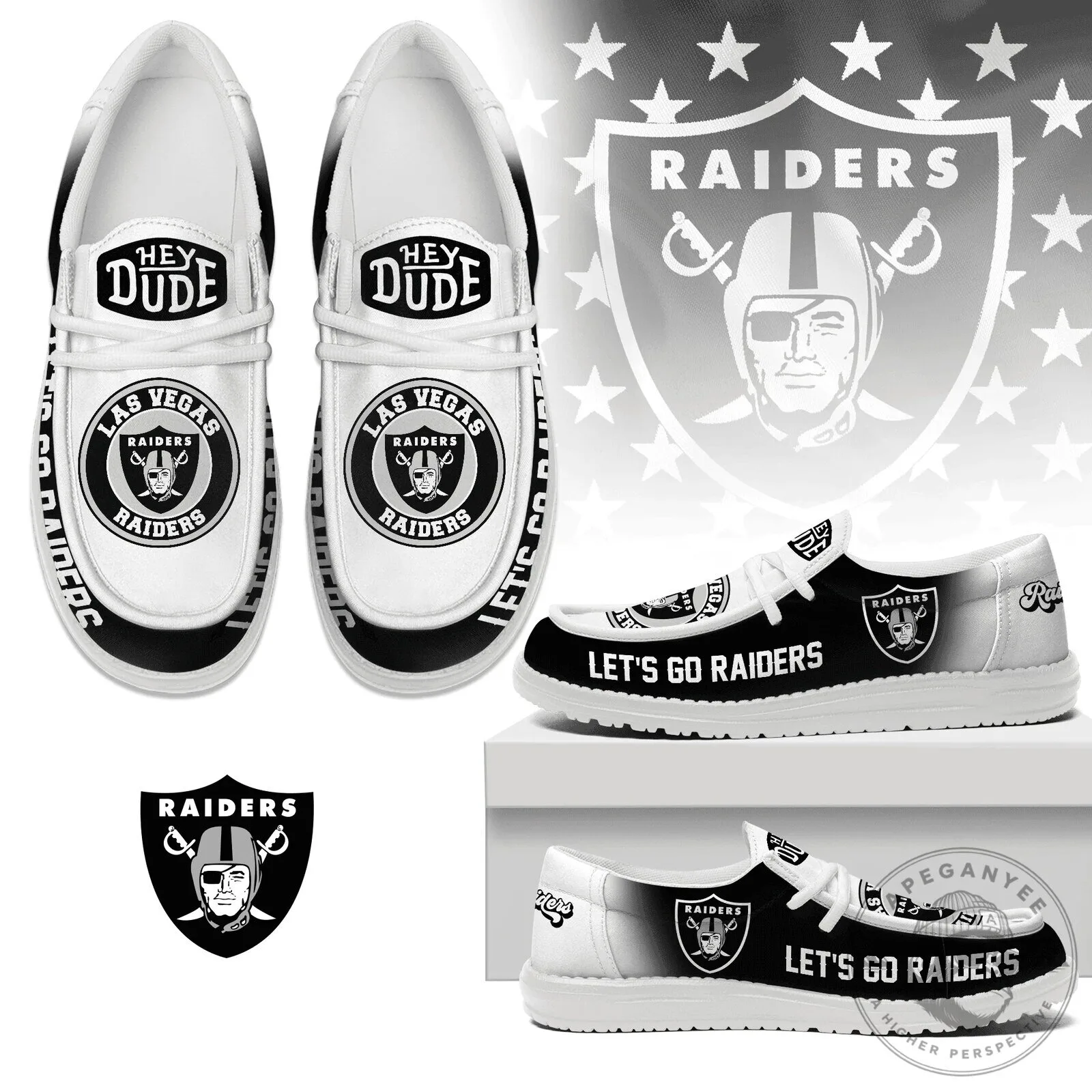 Las Vegas Raiders Football Team Logo Hey Dude Style Shoes