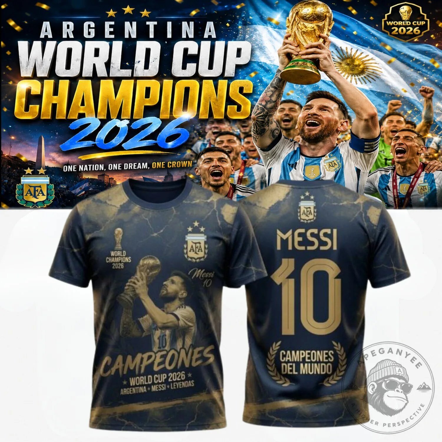 Argentina 2026 World Cup Champions Shirt - LIONEL MESSI Edition