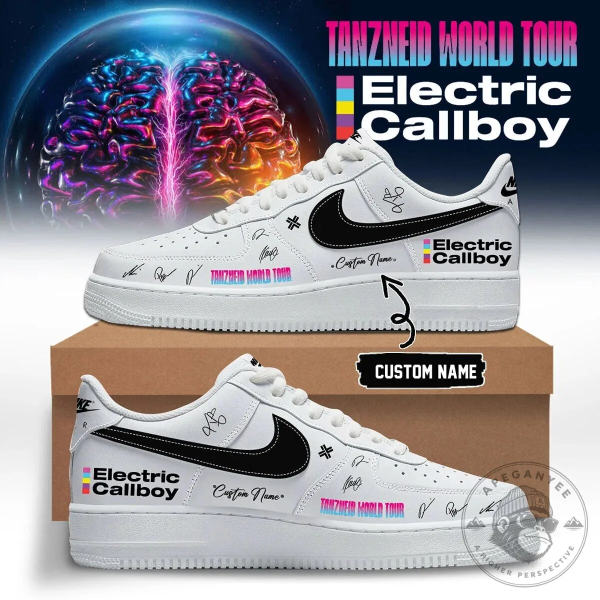 Custom Name White Sneakers for Electric Callboy Tanzneid World Tour
