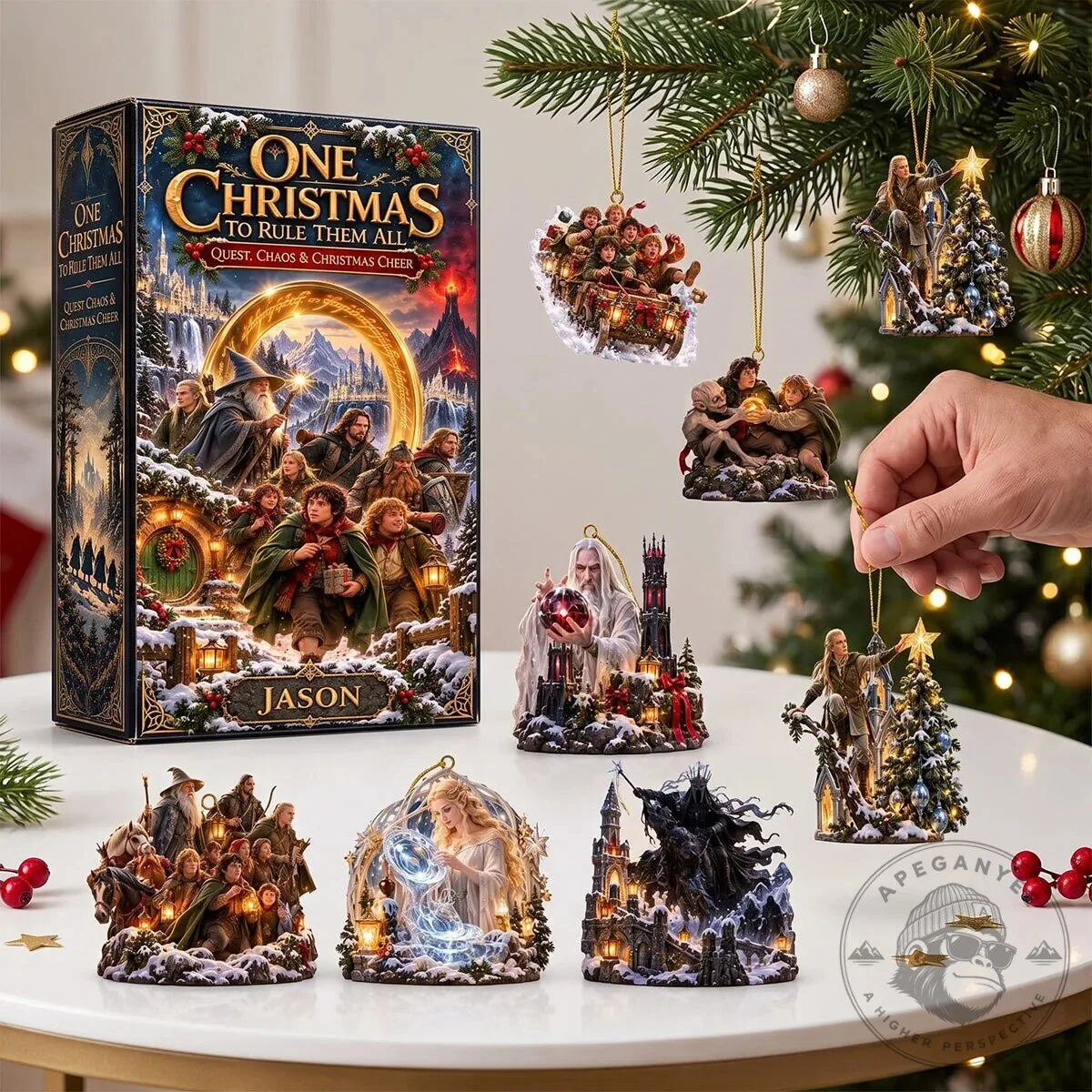 Lord of the Rings One Christmas to Rule Them All Holiday Ornaments