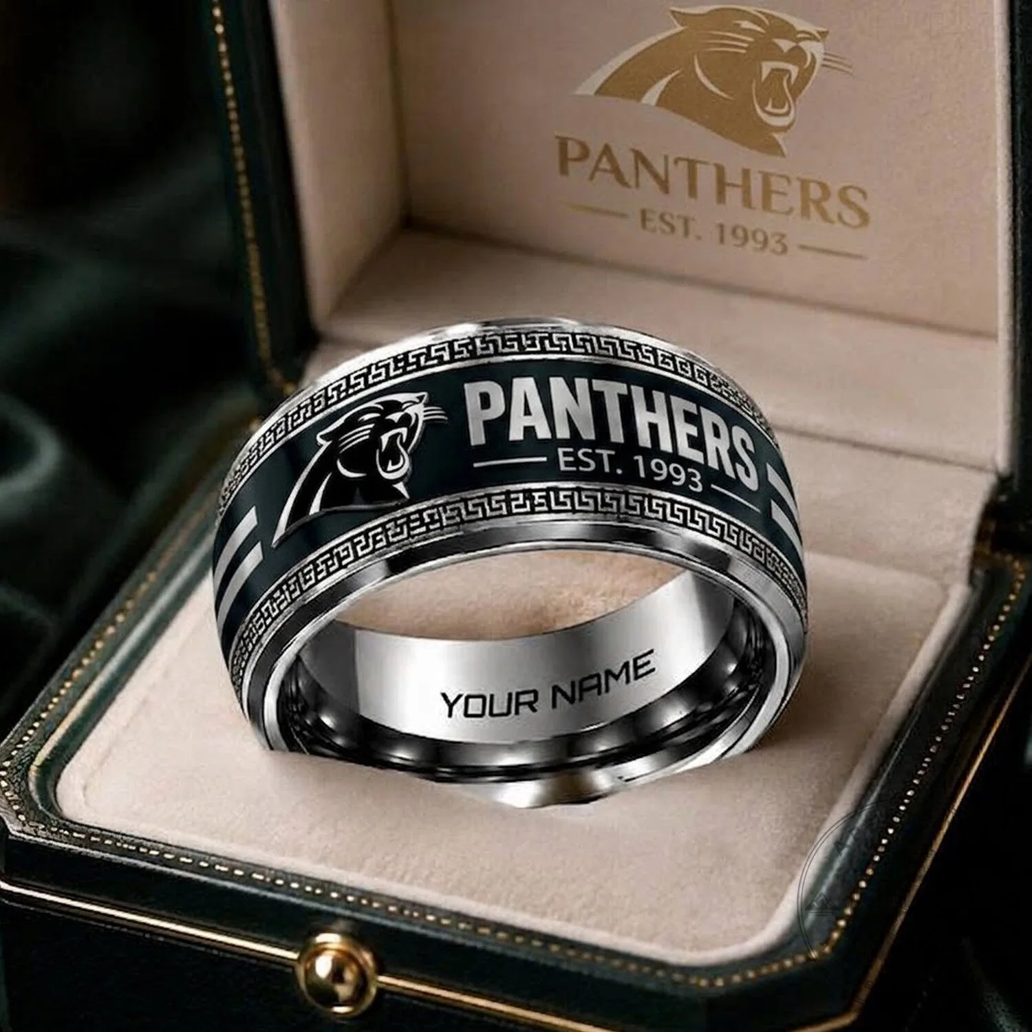 Carolina Panthers NFL Team Custom Engraved Name Ring for Men