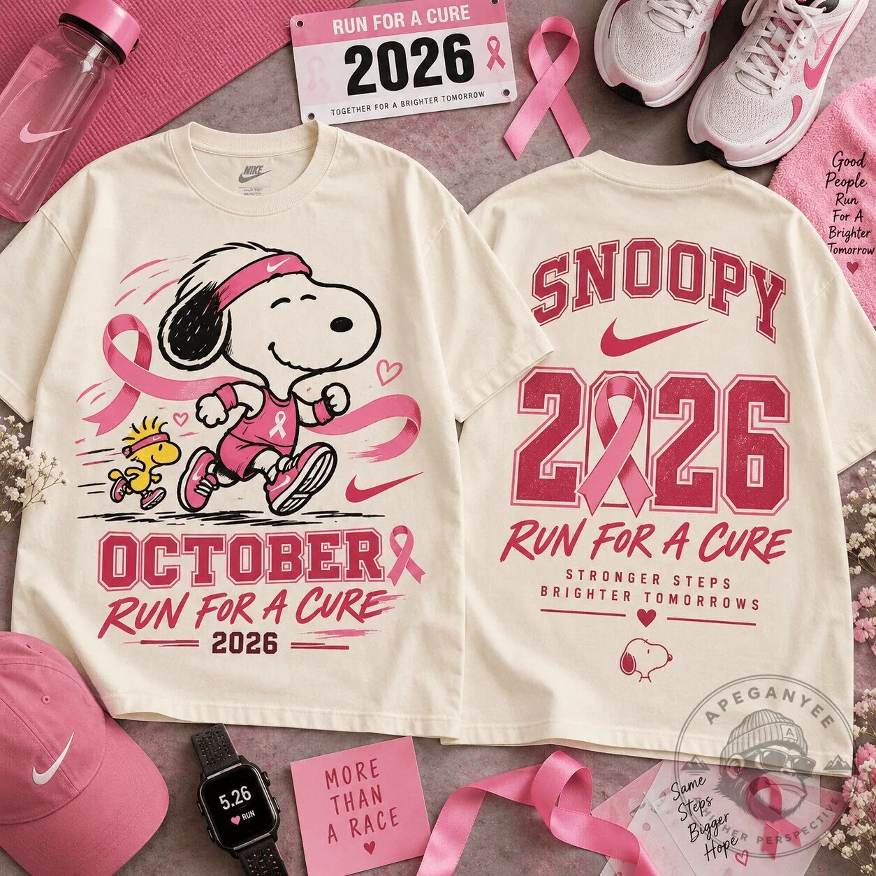Snoopy Nike Pink Ribbon Breast Cancer Awareness October 2026 T-Shirt