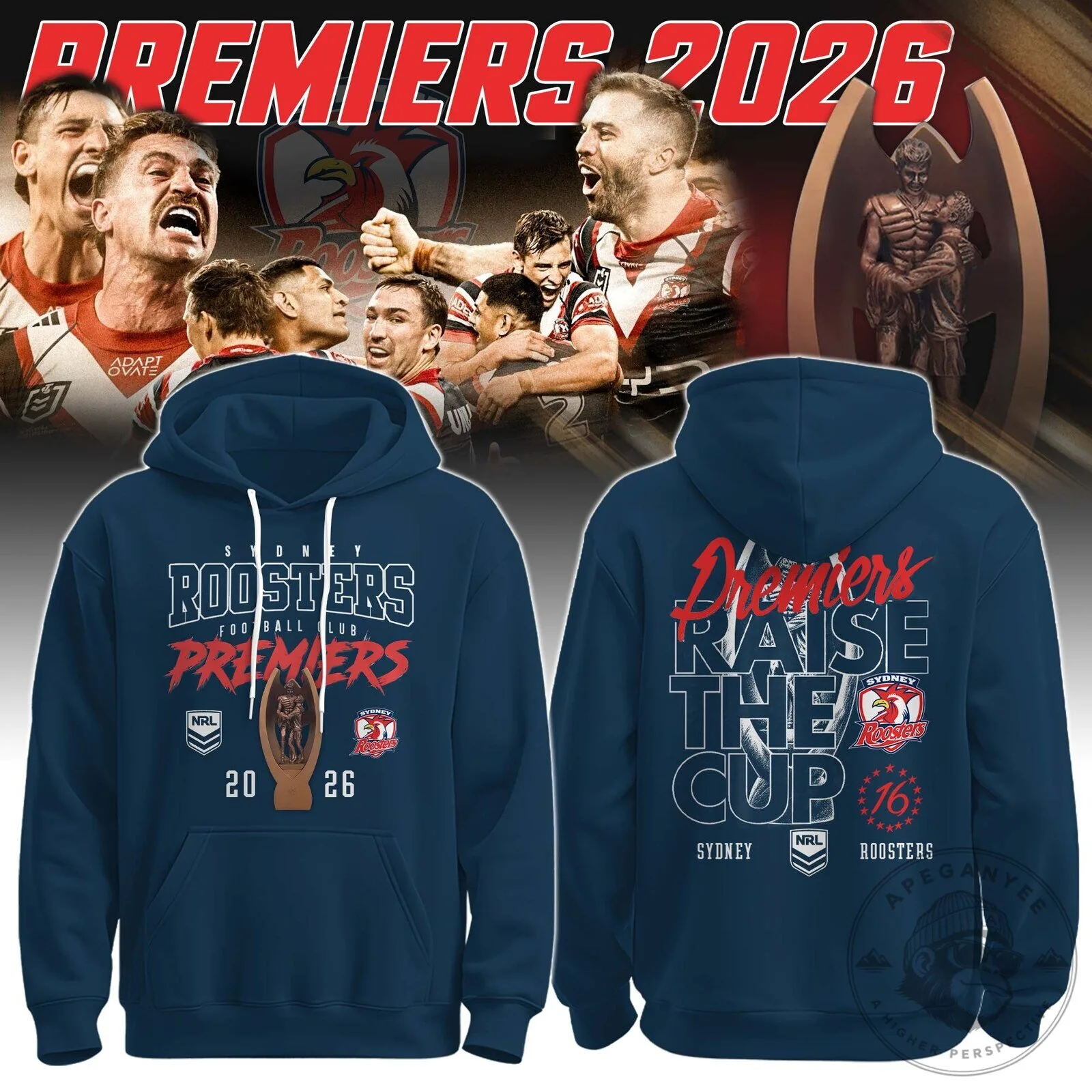 Sydney Roosters 2026 National Rugby League Premiers Raise The Cup Hoodie