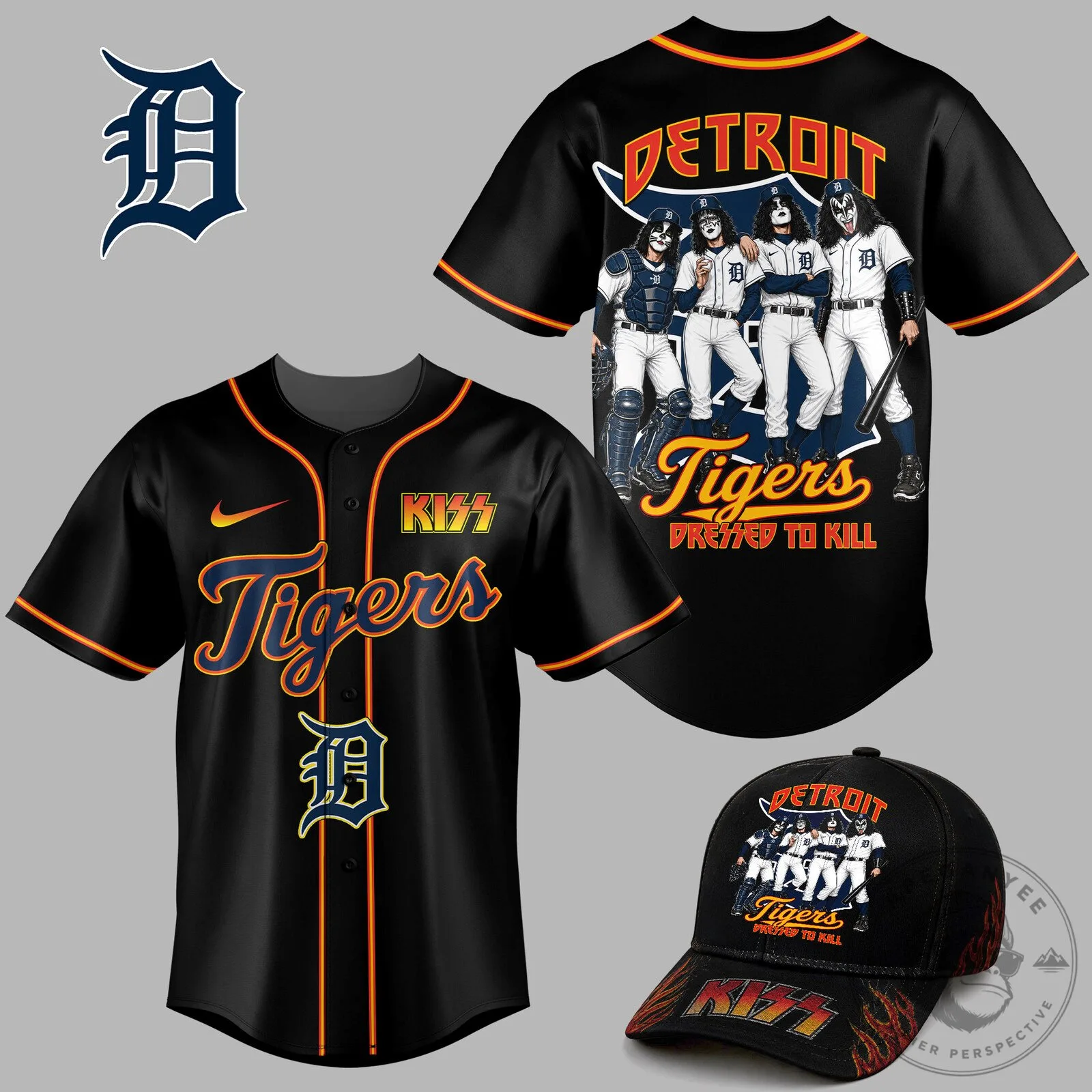 Detroit Tigers Kiss Dressed To Kill Baseball Jersey Shirt