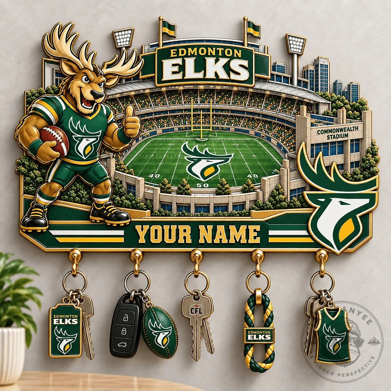 Edmonton Elks Football Team Commonwealth Stadium Custom Name Key Holder