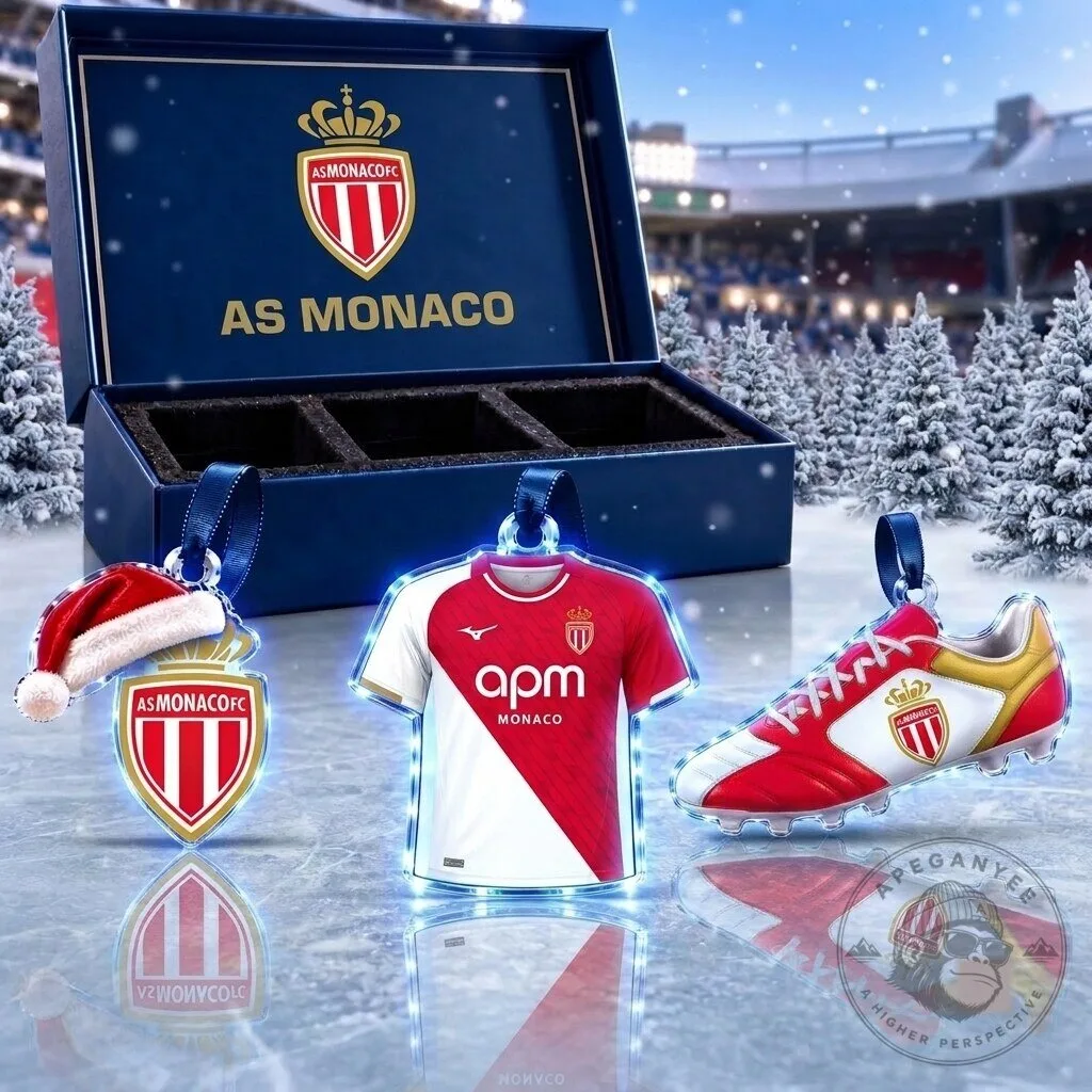 AS Monaco Football Club Ligue 1 Team Christmas Tree Ornament Set