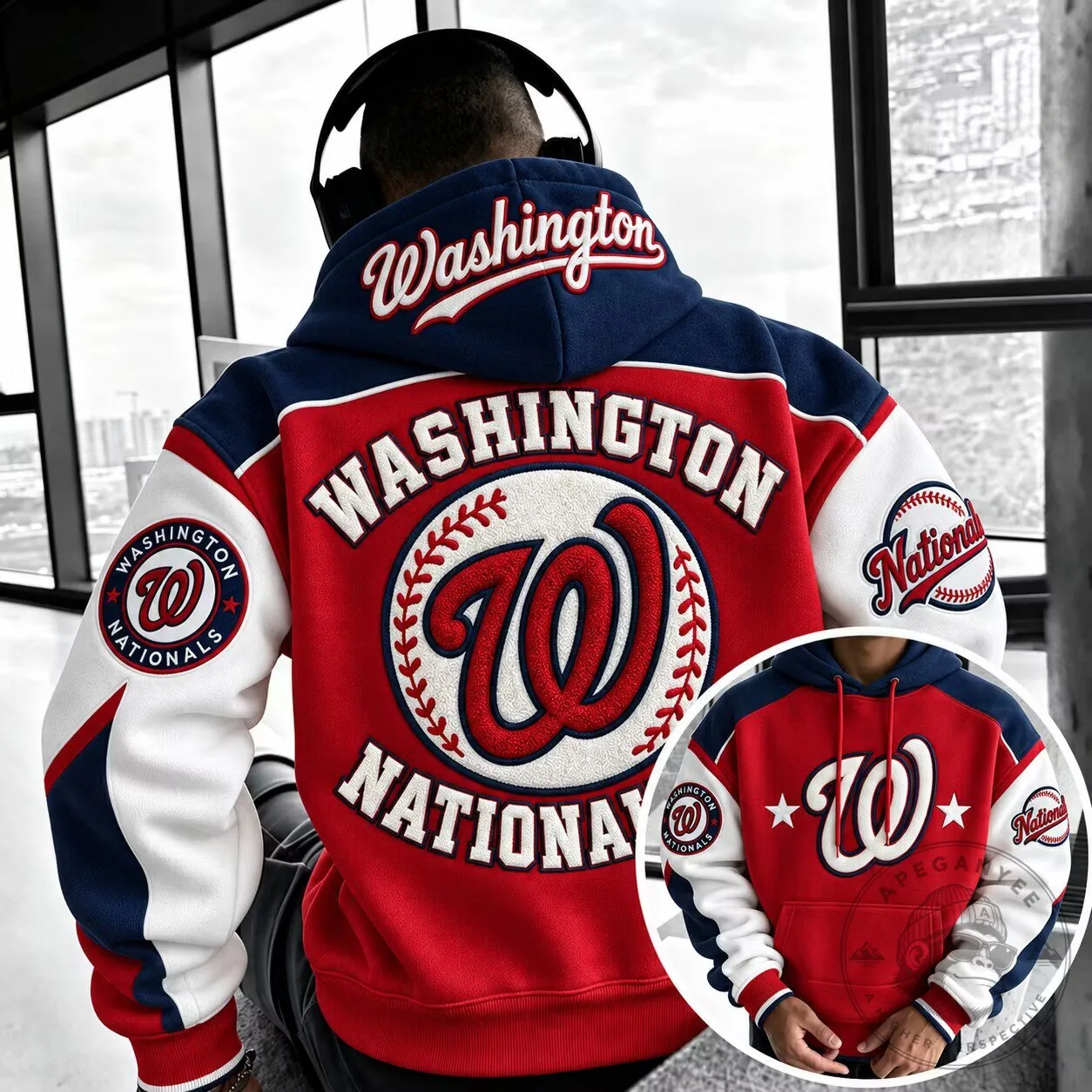 Washington Nationals Baseball Team Logo Red White Blue Hoodie