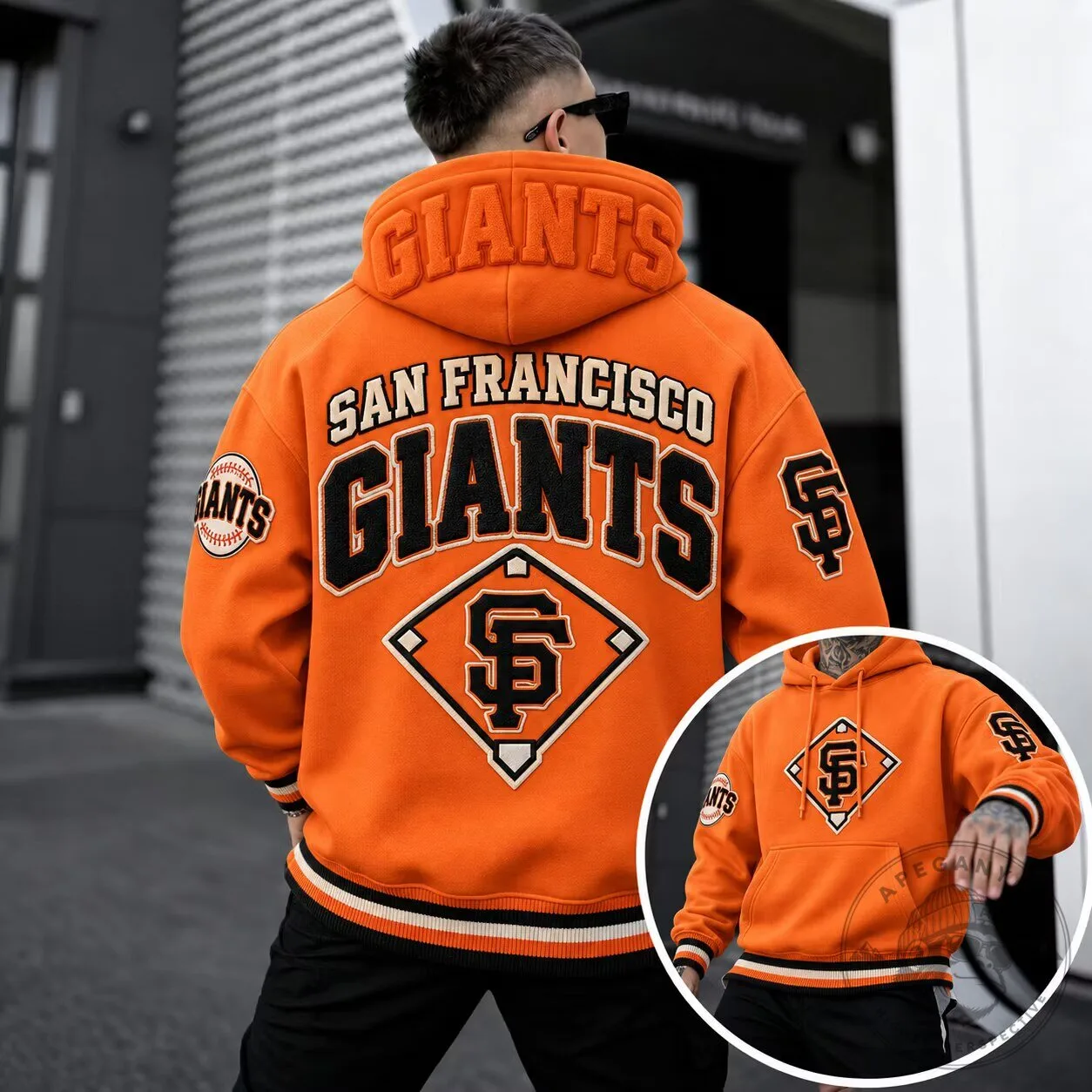 San Francisco Giants Baseball Team Orange Embroidered Pullover Hoodie