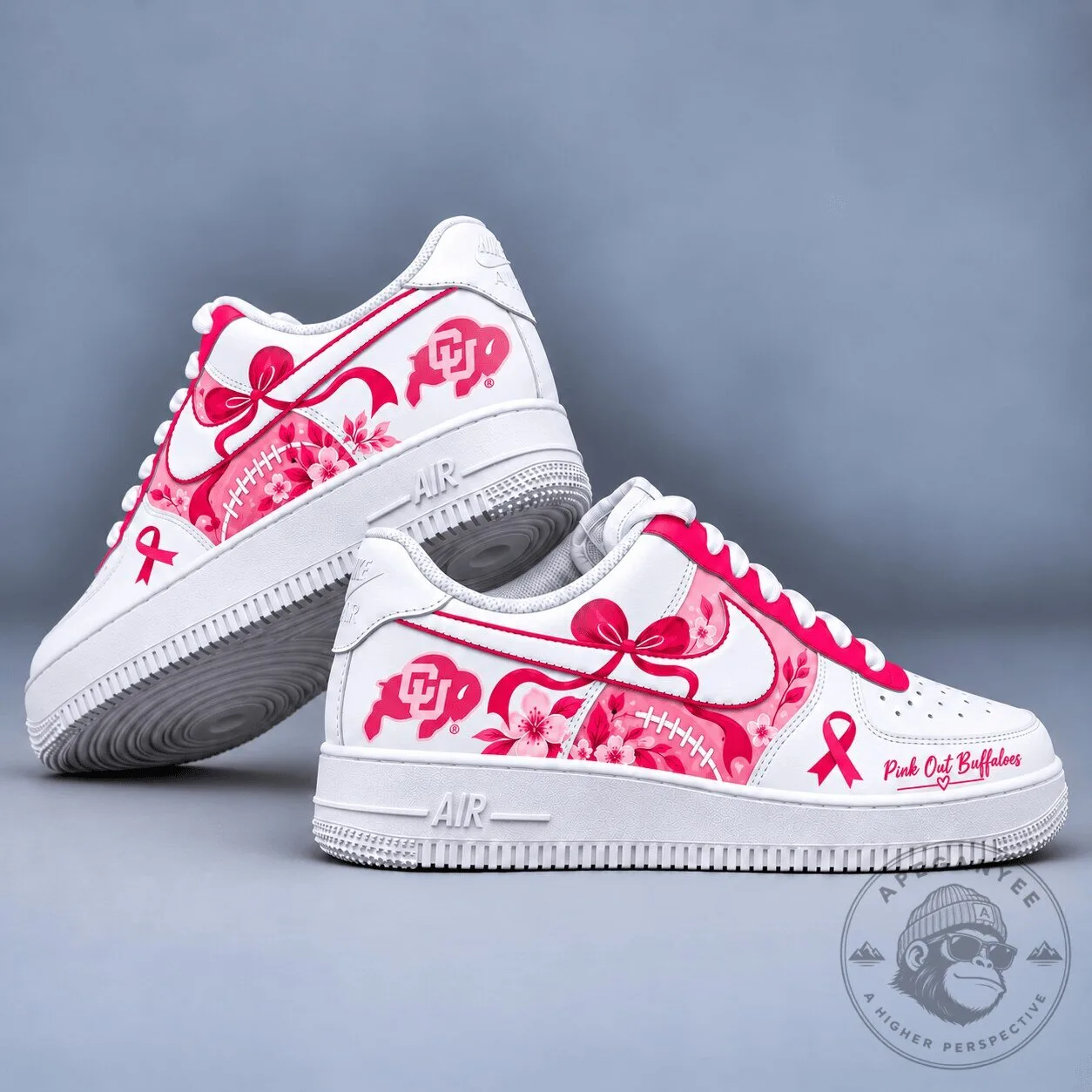 Colorado Buffaloes Pink Out Breast Cancer Awareness Floral Ribbon Shoes