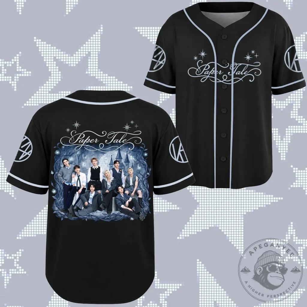 Stray Kids K-Pop Group Electric Paper Tale Baseball Jersey Stray Kids K-Pop Group Electric Paper Tale Baseball Jersey