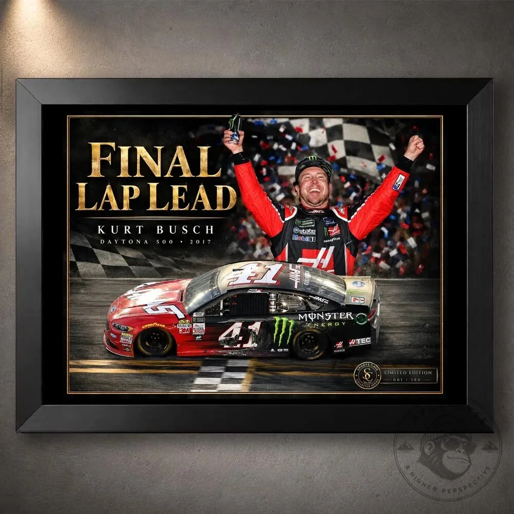 Kurt Busch Daytona 500 2017 Final Lap Lead NASCAR Racing Wall Art Poster