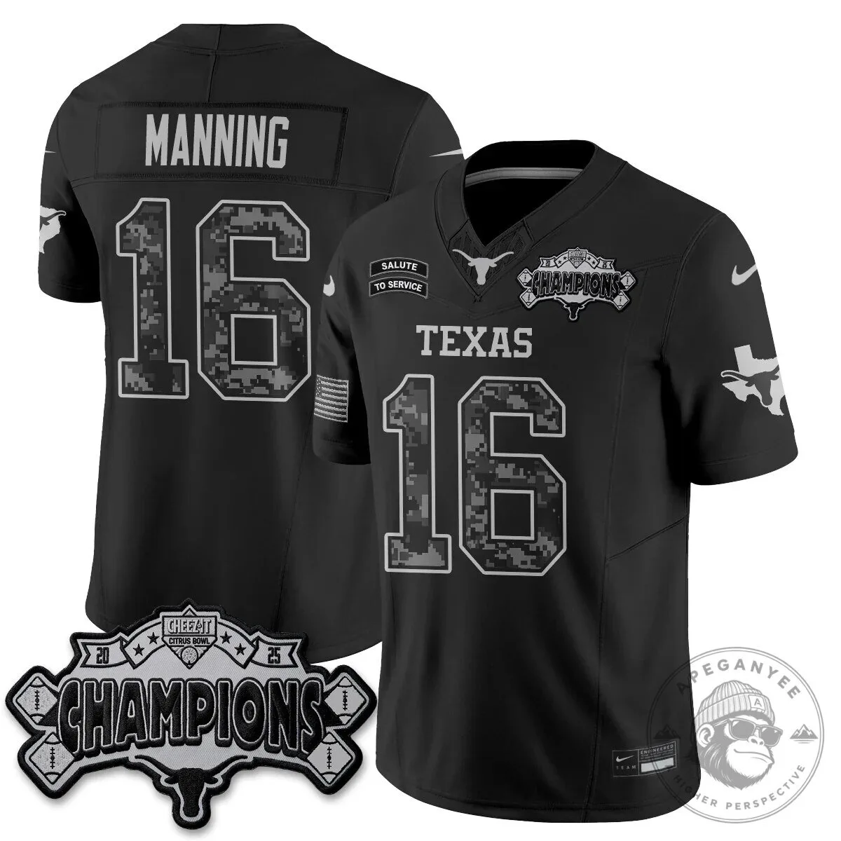 Texas Longhorns 2025 Citrus Bowl Champions Salute to Service Football Jersey