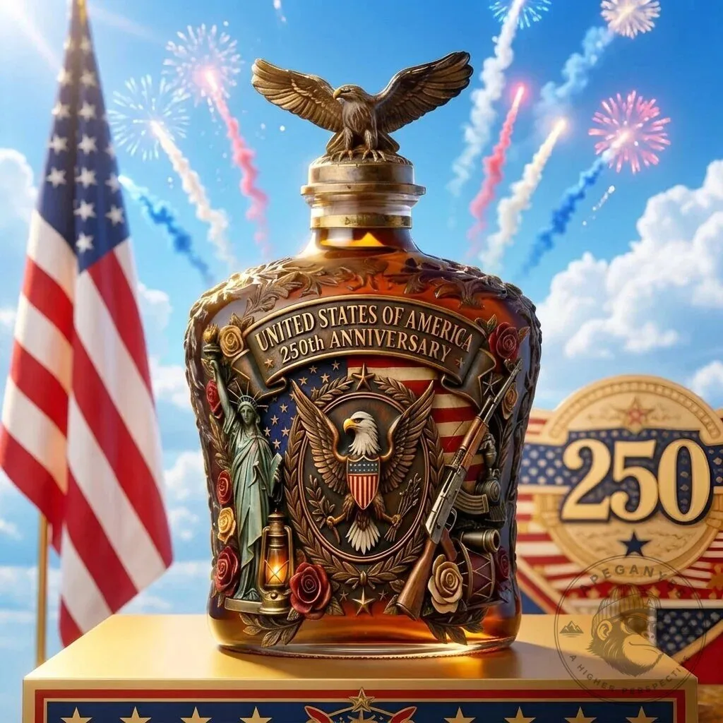 United States of America 250th Anniversary Eagle Crest Commemorative Whiskey Bottle