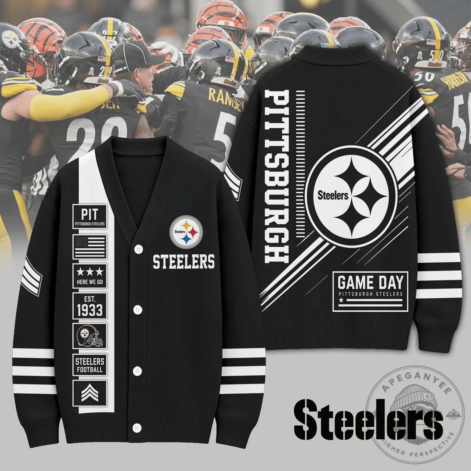Pittsburgh Steelers National Football League Heritage Varsity Knit Cardigan
