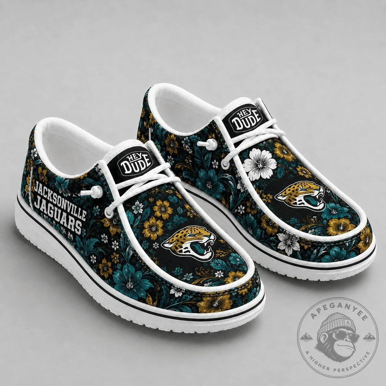 Jacksonville Jaguars Floral Pattern Team Logo Comfortable Loafer Shoes