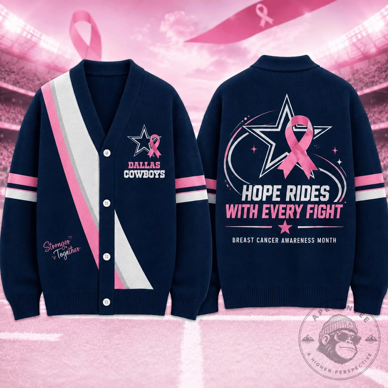 Breast Cancer Awareness Cardigan for Dallas Cowboys Fans: Hope Rides With Every Fight