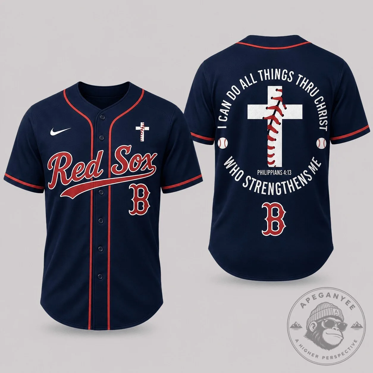 Philippians 4:13 Faith Jersey for Boston Red Sox Baseball Supporters