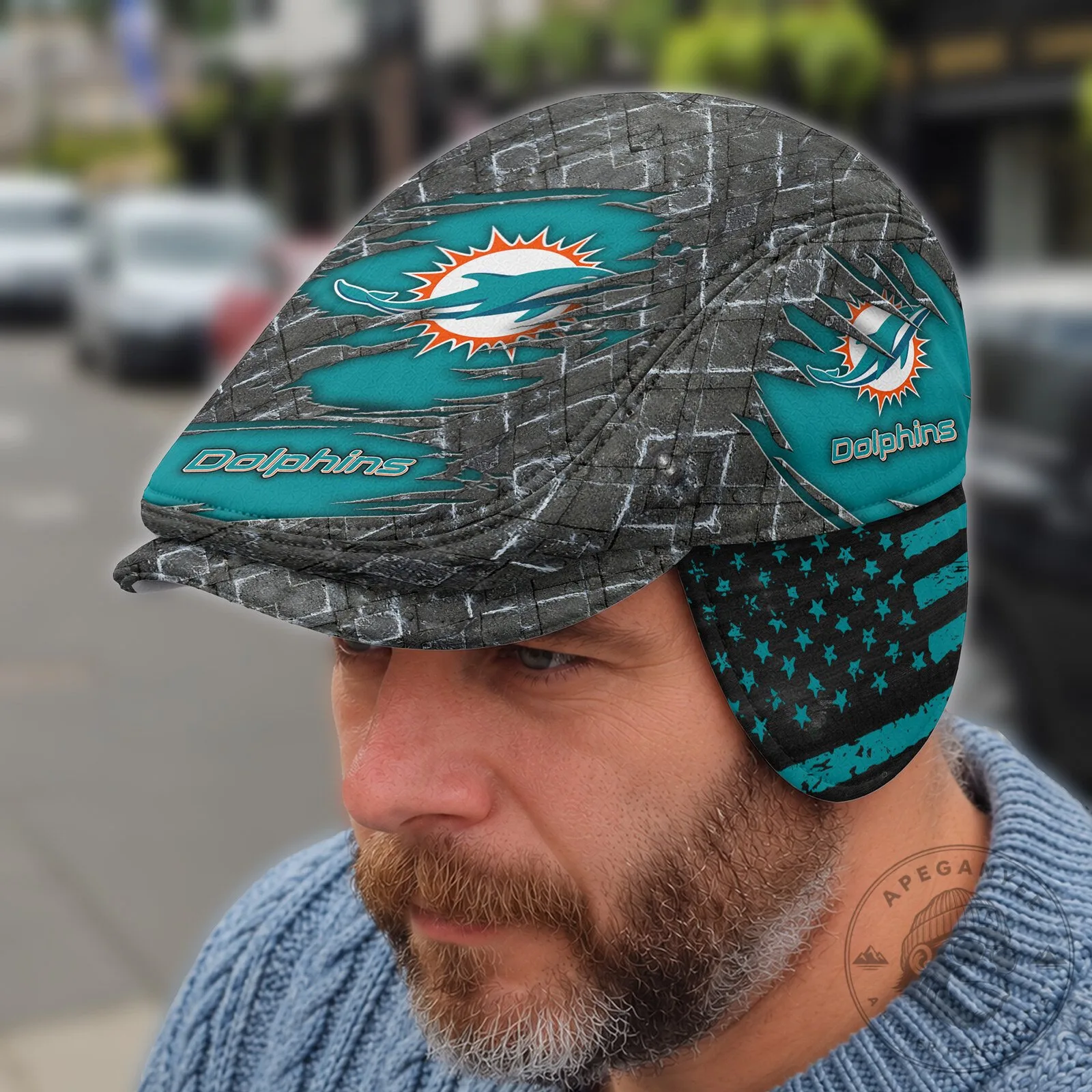 Miami Dolphins National Football League Flat Cap with Foldable Ear Flaps