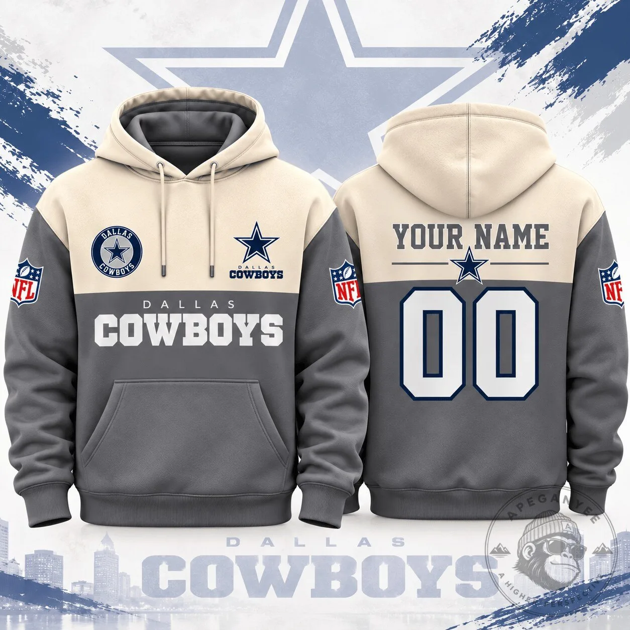 Dallas Cowboys Custom Name And Number Pullover Hoodie