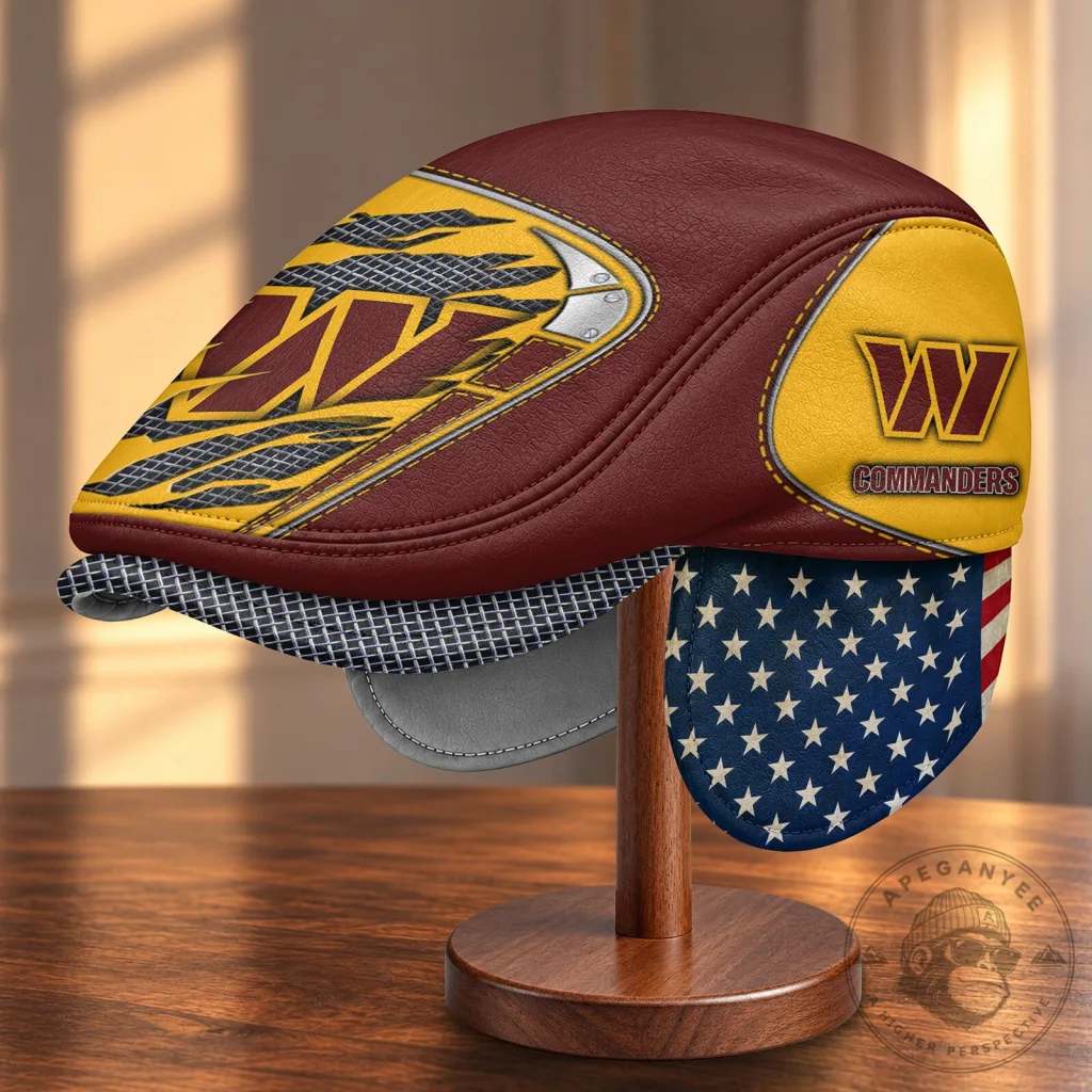 Washington Commanders Football Team Flat Cap with Ear Flaps 31 Washington Commanders Football Team Flat Cap with Ear Flaps