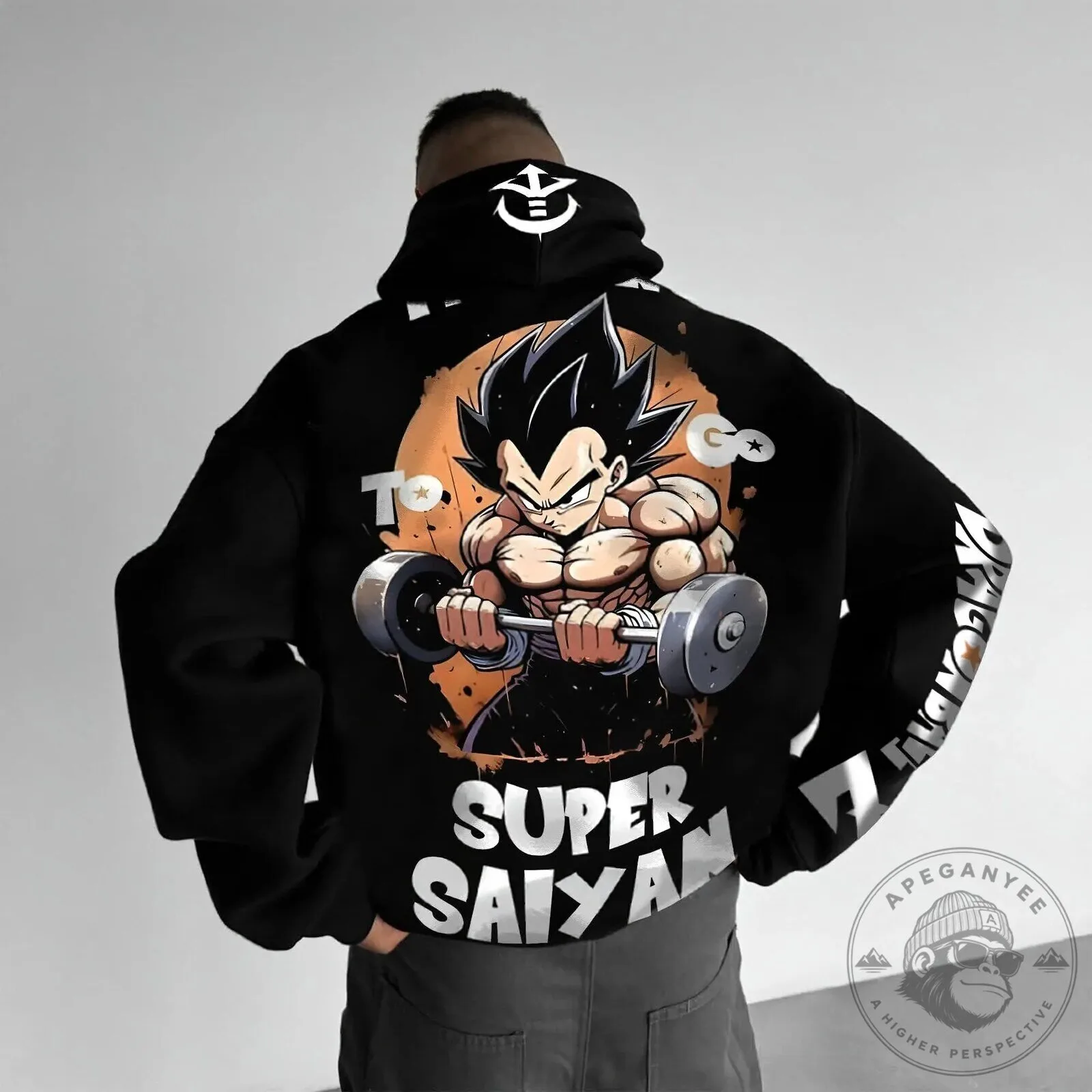 Dragon Ball Z Vegeta Super Saiyan Weightlifting Anime Graphic Hoodie