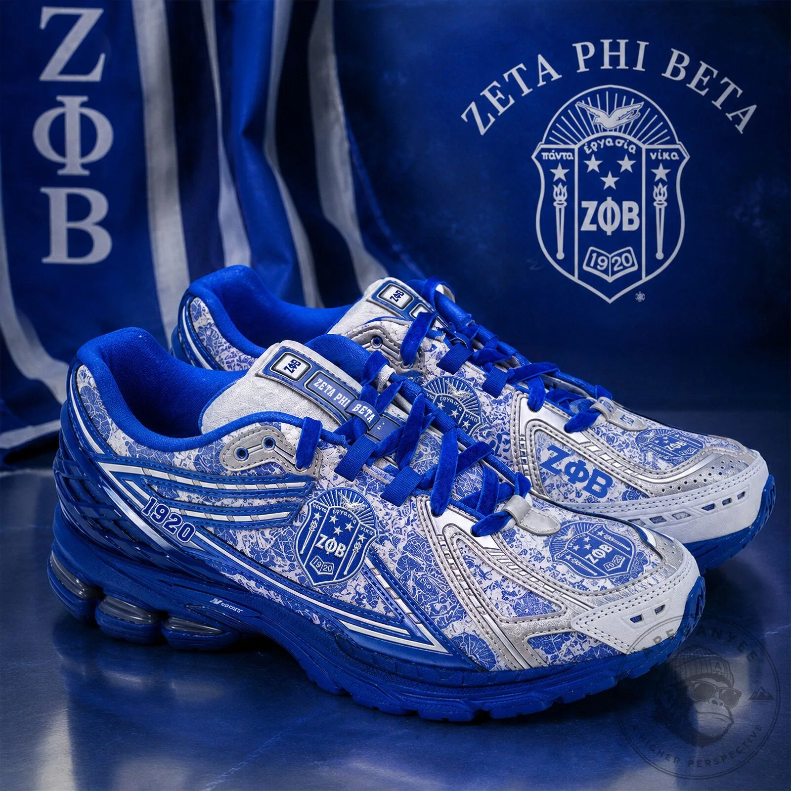 Zeta Phi Beta Royal Blue and White Athletic Sneakers