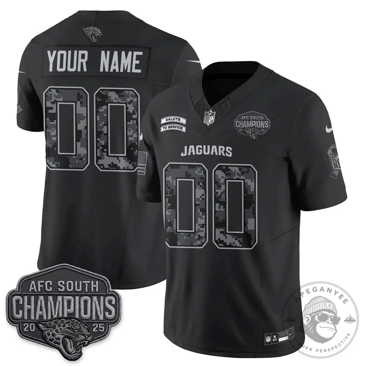 2025 AFC South Champions Football Jersey - Salute To Service for Jacksonville Jaguars