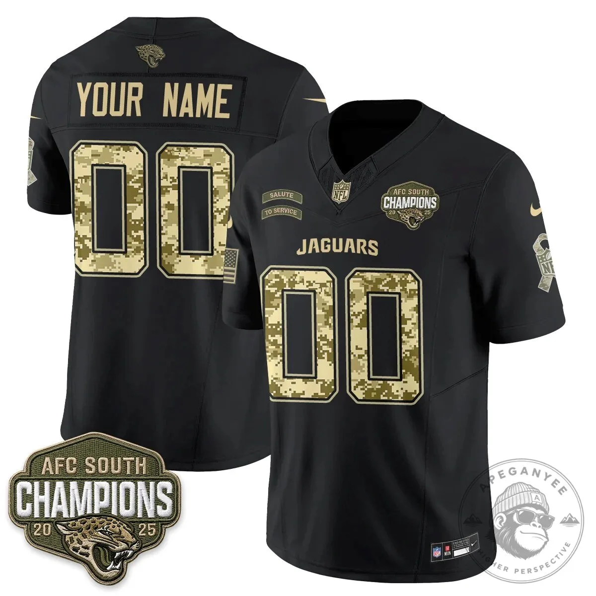 2025 AFC South Champions Football Jersey - Salute To Service for Jacksonville Jaguars 9 2025 AFC South Champions Football Jersey - Salute To Service for Jacksonville Jaguars